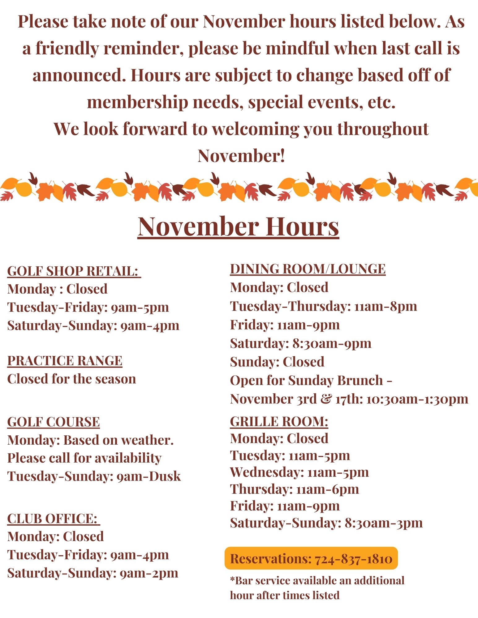 november hours 1